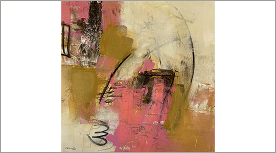 Galerie Caroline Chevillotte Abstrakte Malerei in Rosa- und Ocker-Tönen