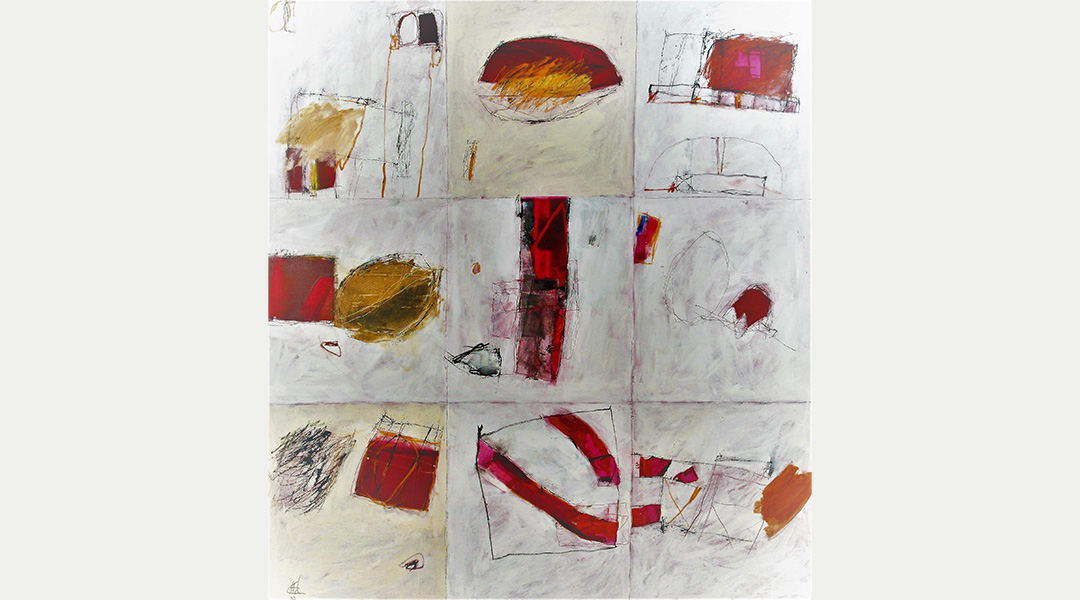 Bild Nr. 434, 200 x 180 cm Collage aus neun quadratischen Skizzen